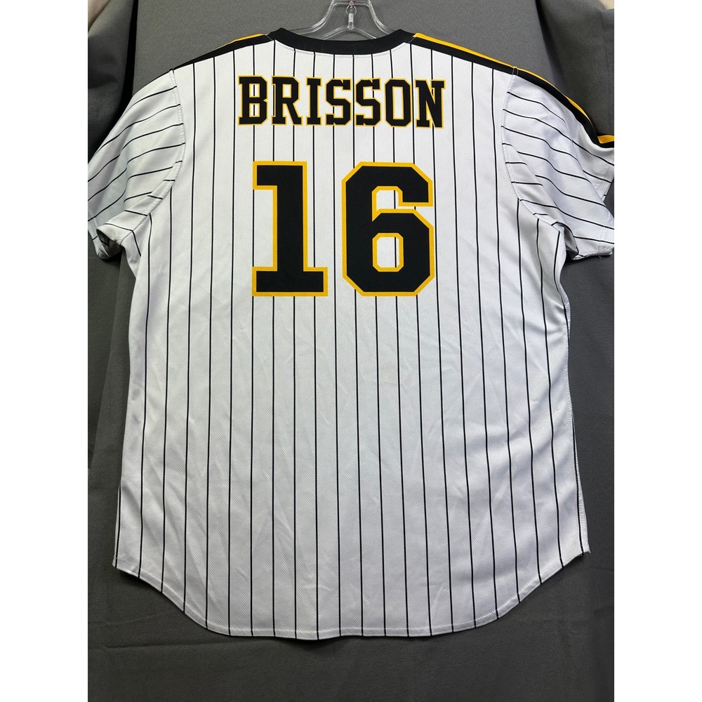 Wilson Pro Fusion Canes Baseball Jersey Men XL Brisson 16 Pinstripe White‎ Black